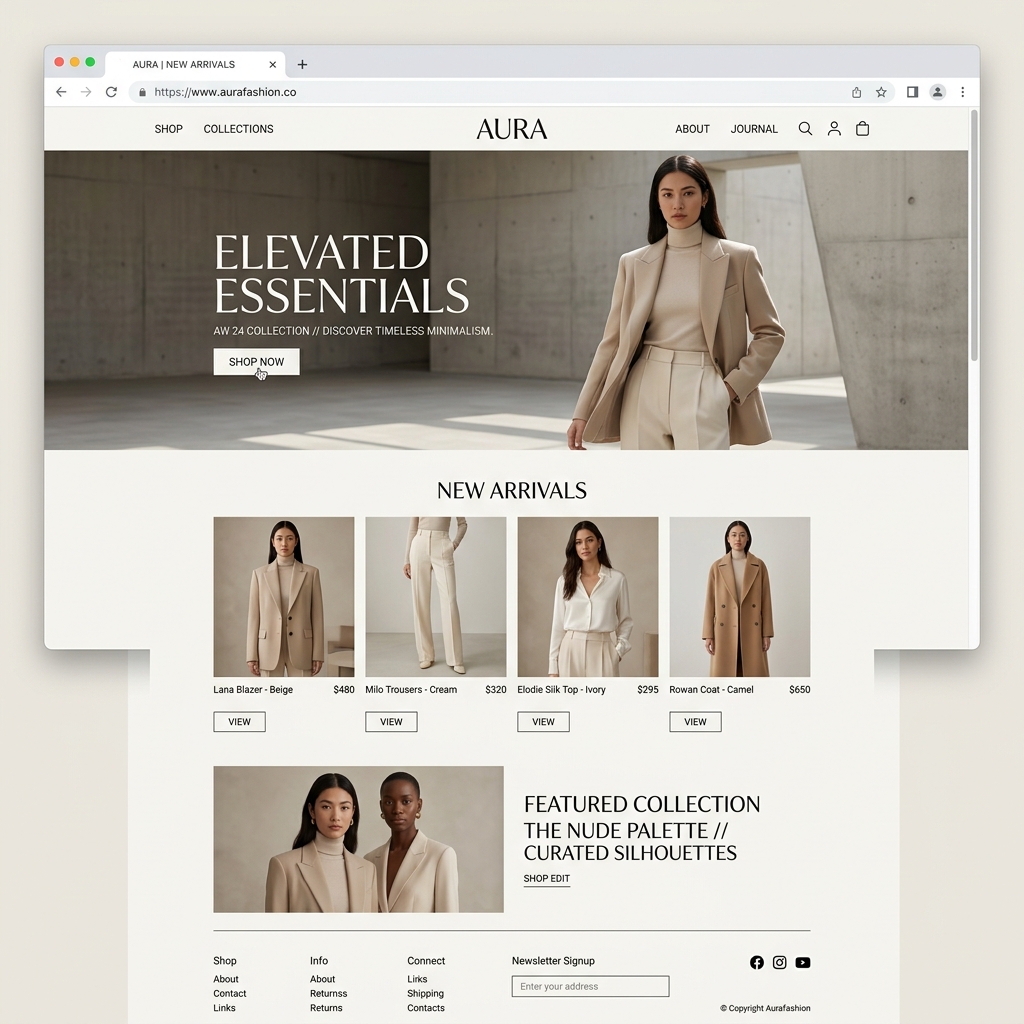 Boutique Retail website mockup